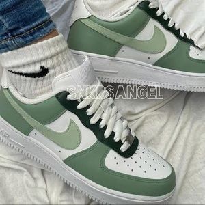 Nike custom air force 1 sneakers 🥑 avocado sage green